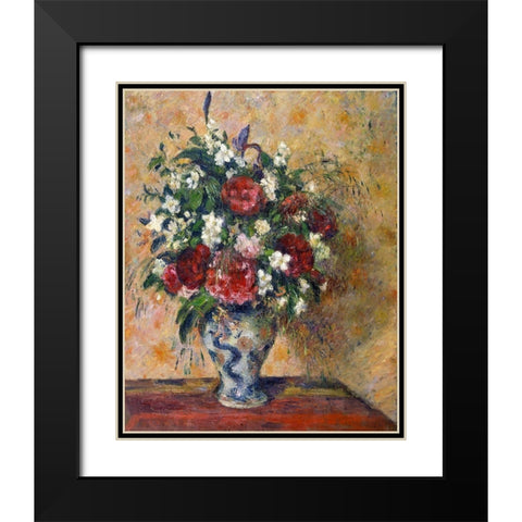 Still life with peonies and mock orange Black Modern Wood Framed Art Print with Double Matting by Pissarro, Camille