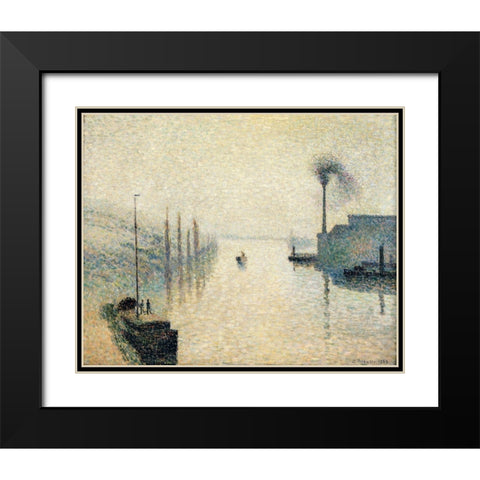 The Effect of Fog Black Modern Wood Framed Art Print with Double Matting by Pissarro, Camille