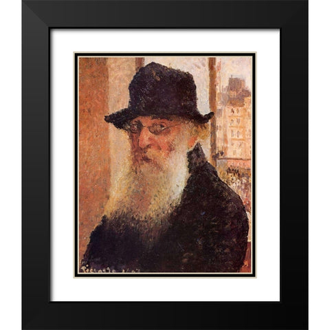 Self-portrait Black Modern Wood Framed Art Print with Double Matting by Pissarro, Camille