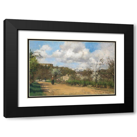 View from Louveciennes Black Modern Wood Framed Art Print with Double Matting by Pissarro, Camille