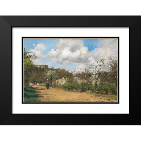 View from Louveciennes Black Modern Wood Framed Art Print with Double Matting by Pissarro, Camille