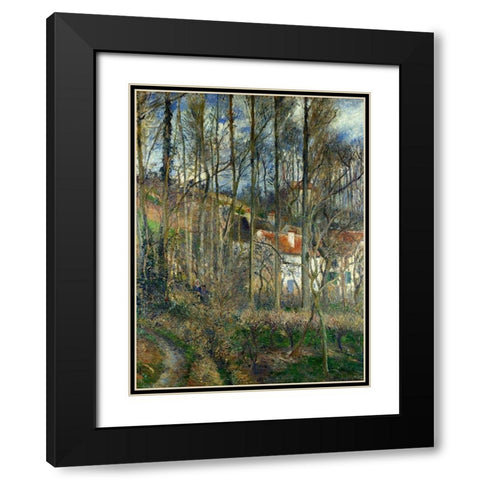 The Cote des Boeufs at LHermitage Black Modern Wood Framed Art Print with Double Matting by Pissarro, Camille
