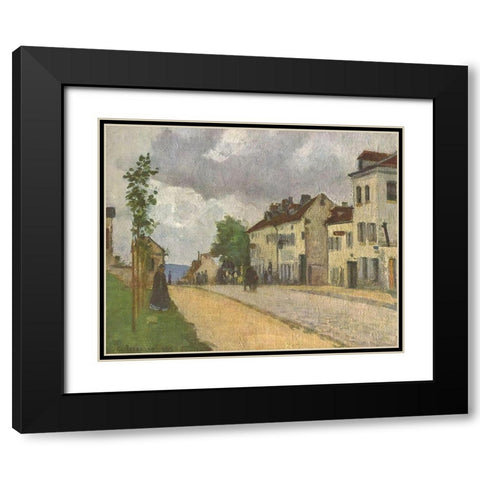 Street in Pontoise Black Modern Wood Framed Art Print with Double Matting by Pissarro, Camille