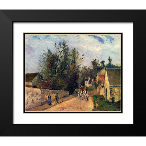 The diligence, route dEnnery at lHermitage, Pontoise Black Modern Wood Framed Art Print with Double Matting by Pissarro, Camille