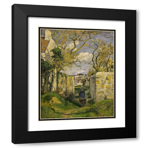 Landscape from Pontoise Black Modern Wood Framed Art Print with Double Matting by Pissarro, Camille