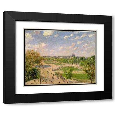 The Garden of the Tuileries on a Spring Morning Black Modern Wood Framed Art Print with Double Matting by Pissarro, Camille