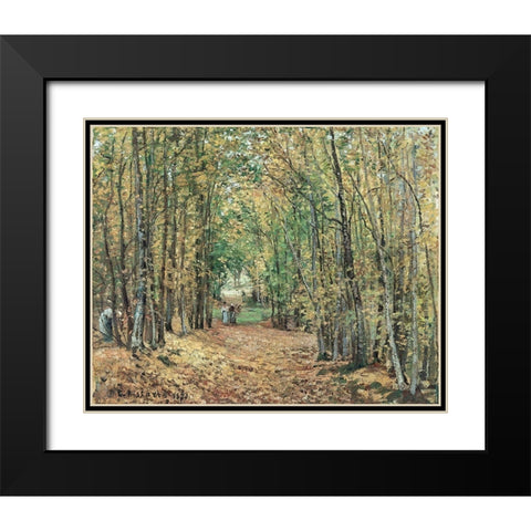 Avenue in the Parc de Marly Black Modern Wood Framed Art Print with Double Matting by Pissarro, Camille