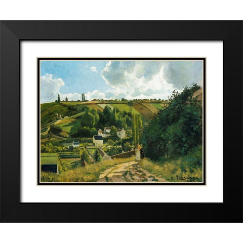 La Cote du Jallais Pontoise Black Modern Wood Framed Art Print with Double Matting by Pissarro, Camille