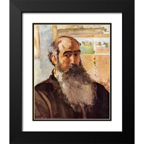 Self-portrait Black Modern Wood Framed Art Print with Double Matting by Pissarro, Camille