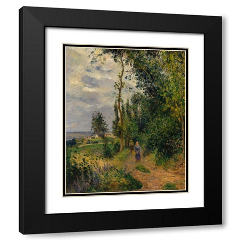 Cote des Grouettes, near Pontoise Black Modern Wood Framed Art Print with Double Matting by Pissarro, Camille