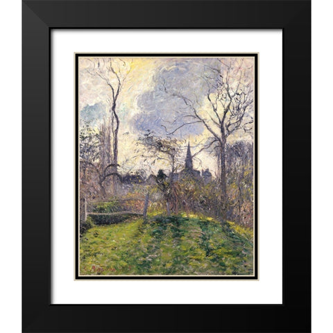 The Bell Tower of Bazincourt Black Modern Wood Framed Art Print with Double Matting by Pissarro, Camille