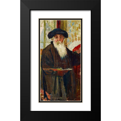 Self Portrait Black Modern Wood Framed Art Print with Double Matting by Pissarro, Camille