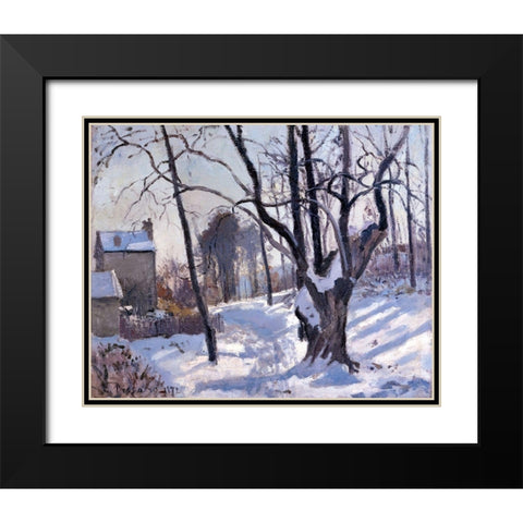 Winter Landscape in Loiveciennes Black Modern Wood Framed Art Print with Double Matting by Pissarro, Camille