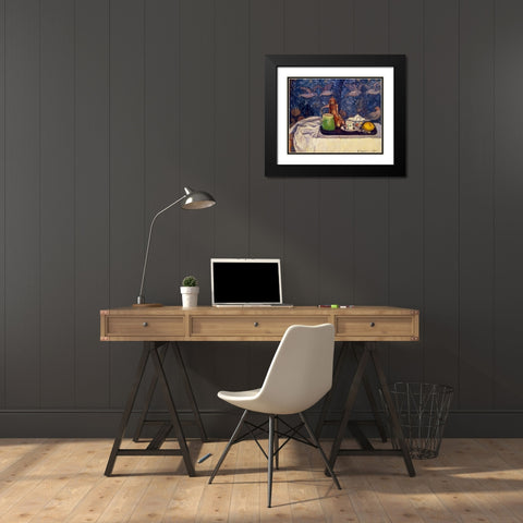 Still Life with a Coffeepot Black Modern Wood Framed Art Print with Double Matting by Pissarro, Camille