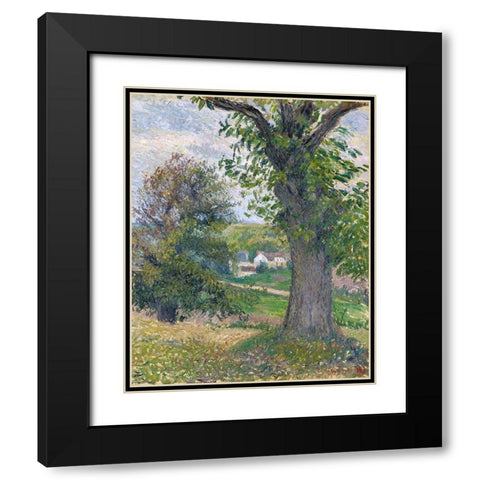 Chestnut trees in Osny Black Modern Wood Framed Art Print with Double Matting by Pissarro, Camille