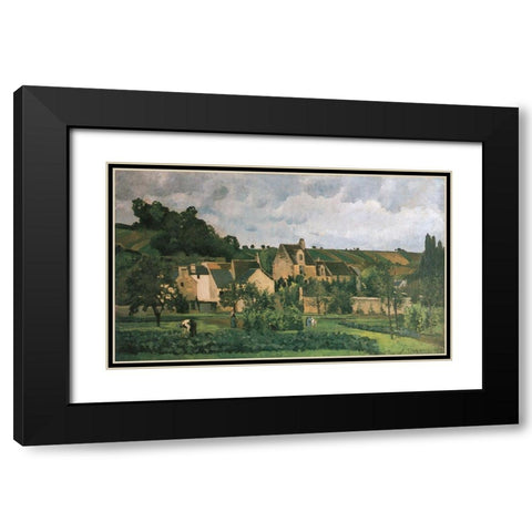 The Hermitage in Pontoise Black Modern Wood Framed Art Print with Double Matting by Pissarro, Camille