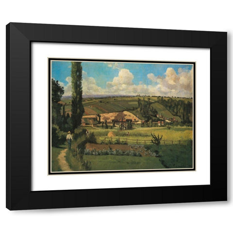 Landscape at Les Patis, Pontoise Black Modern Wood Framed Art Print with Double Matting by Pissarro, Camille