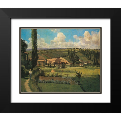 Landscape at Les Patis, Pontoise Black Modern Wood Framed Art Print with Double Matting by Pissarro, Camille
