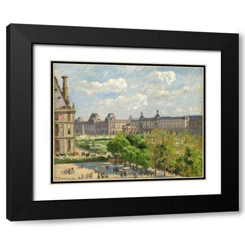 Place du Carrousel, Paris Black Modern Wood Framed Art Print with Double Matting by Pissarro, Camille