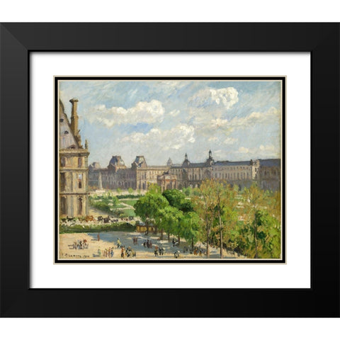 Place du Carrousel, Paris Black Modern Wood Framed Art Print with Double Matting by Pissarro, Camille