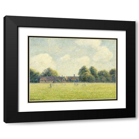 Hampton Court Green Black Modern Wood Framed Art Print with Double Matting by Pissarro, Camille
