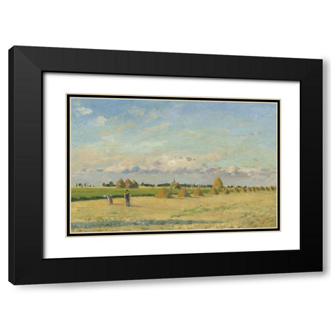 Landscape, Ile-de-France Black Modern Wood Framed Art Print with Double Matting by Pissarro, Camille