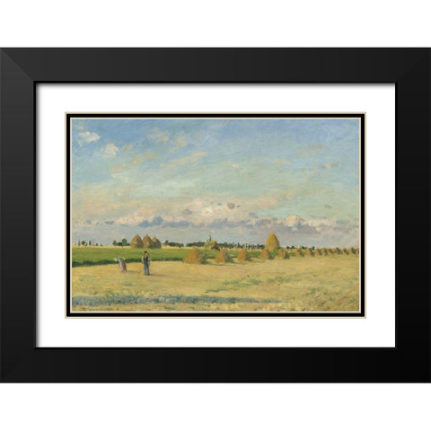 Landscape, Ile-de-France Black Modern Wood Framed Art Print with Double Matting by Pissarro, Camille