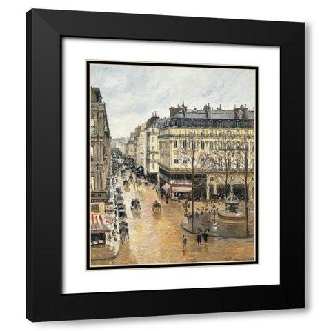Rue Saint-Honore in the Afternoon. Effect of Rain Black Modern Wood Framed Art Print with Double Matting by Pissarro, Camille