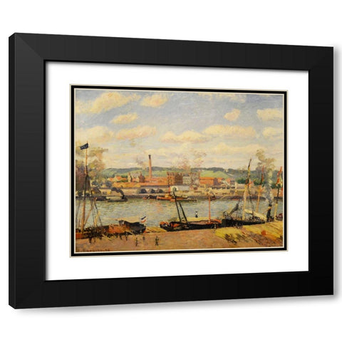 View on the cotton mill of Oiseel near Rouen Black Modern Wood Framed Art Print with Double Matting by Pissarro, Camille