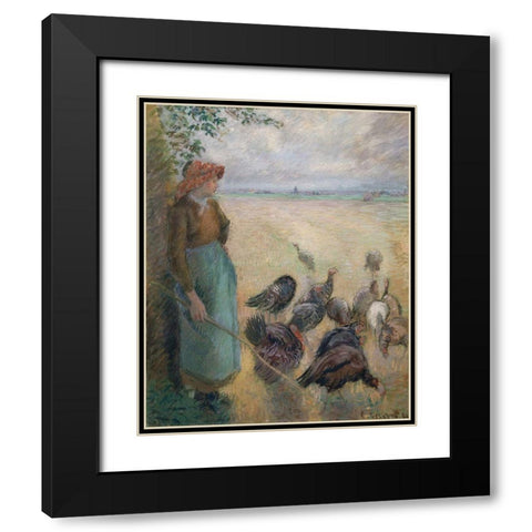 Turkey Girl Black Modern Wood Framed Art Print with Double Matting by Pissarro, Camille