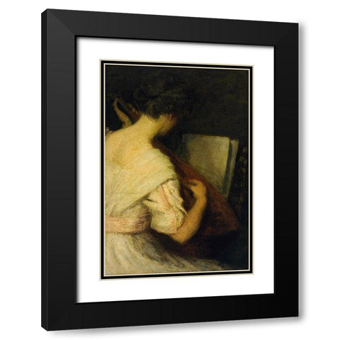 The Lute Player Black Modern Wood Framed Art Print with Double Matting by Weir, J Alden