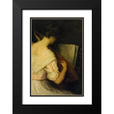 The Lute Player Black Modern Wood Framed Art Print with Double Matting by Weir, J Alden
