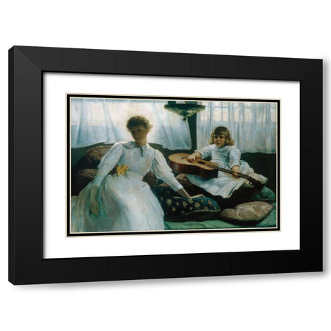 Idle Hours Black Modern Wood Framed Art Print with Double Matting by Weir, J Alden