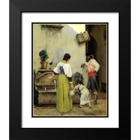 At the Water Trough Black Modern Wood Framed Art Print with Double Matting by Weir, J Alden