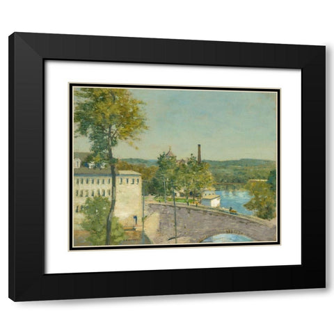 U.S. Thread Company Mills-Willimantic-Connecticut Black Modern Wood Framed Art Print with Double Matting by Weir, J Alden