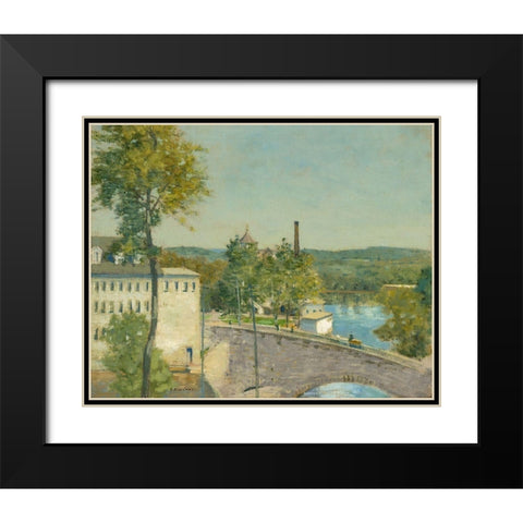 U.S. Thread Company Mills-Willimantic-Connecticut Black Modern Wood Framed Art Print with Double Matting by Weir, J Alden