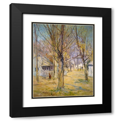 Connecticut Village-Going to School Black Modern Wood Framed Art Print with Double Matting by Weir, J Alden