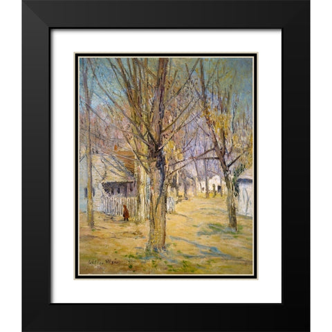 Connecticut Village-Going to School Black Modern Wood Framed Art Print with Double Matting by Weir, J Alden