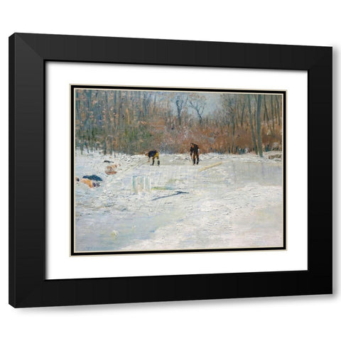 The Ice Cutters Black Modern Wood Framed Art Print with Double Matting by Weir, J Alden