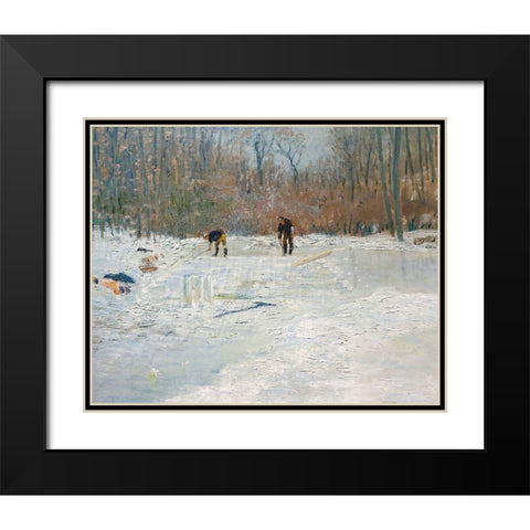 The Ice Cutters Black Modern Wood Framed Art Print with Double Matting by Weir, J Alden