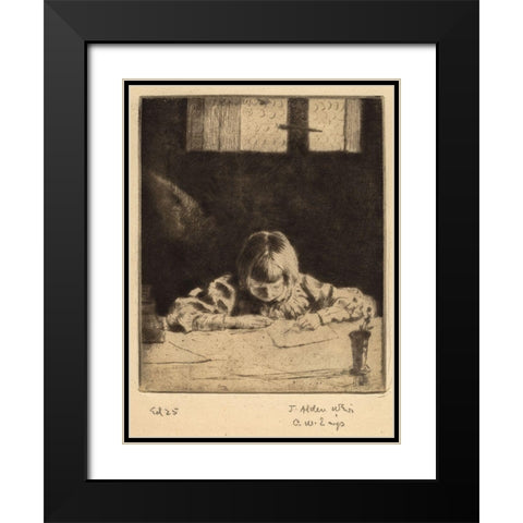 The Little Student Black Modern Wood Framed Art Print with Double Matting by Weir, J Alden