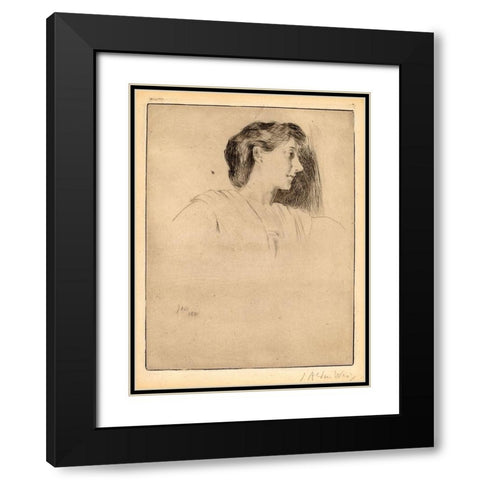 Profile Head of a Woman Black Modern Wood Framed Art Print with Double Matting by Weir, J Alden