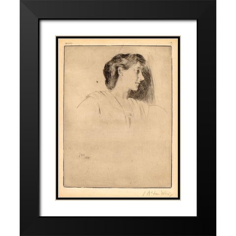 Profile Head of a Woman Black Modern Wood Framed Art Print with Double Matting by Weir, J Alden