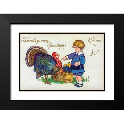 Thanksgiving Greetings. Wishing You Joy Black Modern Wood Framed Art Print with Double Matting by Missouri History Museum