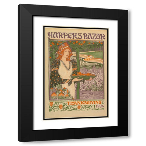 Thanksgiving 1894 Black Modern Wood Framed Art Print with Double Matting by Harper''s Bazar