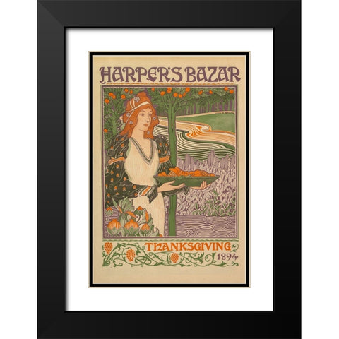 Thanksgiving 1894 Black Modern Wood Framed Art Print with Double Matting by Harper''s Bazar