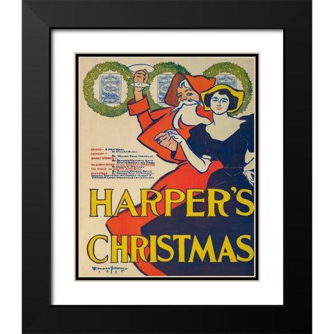 Harpers Christmas 1895 Black Modern Wood Framed Art Print with Double Matting by Penfield, Edward