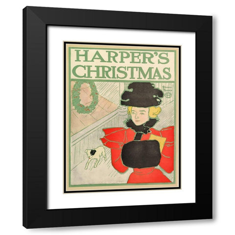 Harpers Christmas 1896 Black Modern Wood Framed Art Print with Double Matting by Penfield, Edward