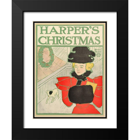 Harpers Christmas 1896 Black Modern Wood Framed Art Print with Double Matting by Penfield, Edward
