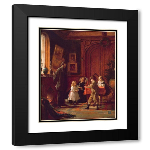 Christmas Time, The Blodgett Family Black Modern Wood Framed Art Print with Double Matting by Johnson, Eastman